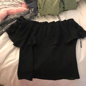 Black Chiffon Off the Shoulder blouse